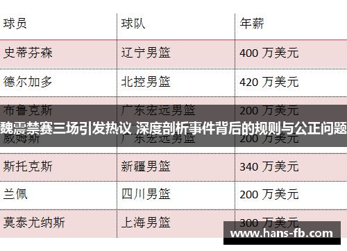 魏震禁赛三场引发热议 深度剖析事件背后的规则与公正问题